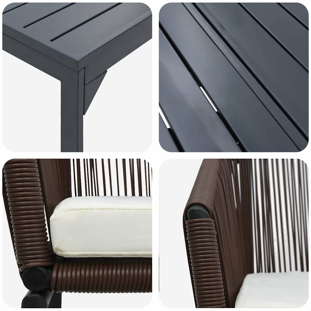 Conjunto de Comedor de Jardín 7 pcs Marrón ratán sintético