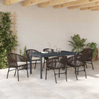 Conjunto de Comedor de Jardín 7 pcs Marrón ratán sintético