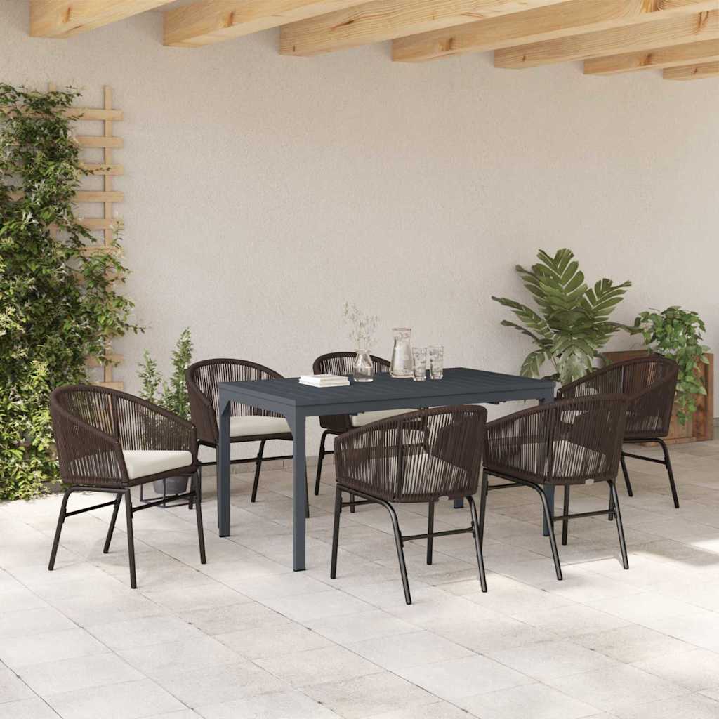 Conjunto de Comedor de Jardín 7 pcs Marrón ratán sintético