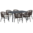 Conjunto de Comedor de Jardín 7 pcs Marrón ratán sintético