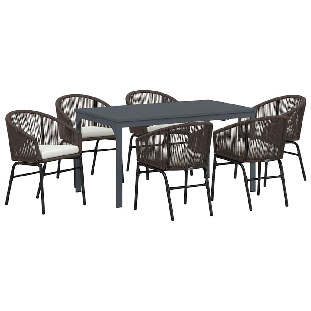 Conjunto de Comedor de Jardín 7 pcs Marrón ratán sintético
