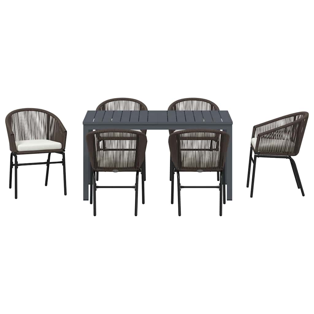 Conjunto de Comedor de Jardín 7 pcs Marrón ratán sintético