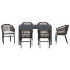 Conjunto de Comedor de Jardín 7 pcs Marrón ratán sintético