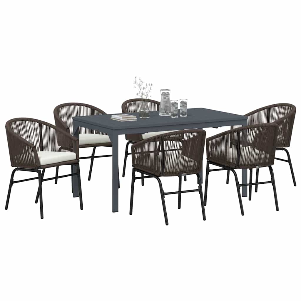 Conjunto de Comedor de Jardín 7 pcs Marrón ratán sintético