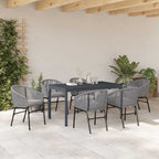 Conjunto de Comedor de Jardín 7 pcs Gris ratán sintético