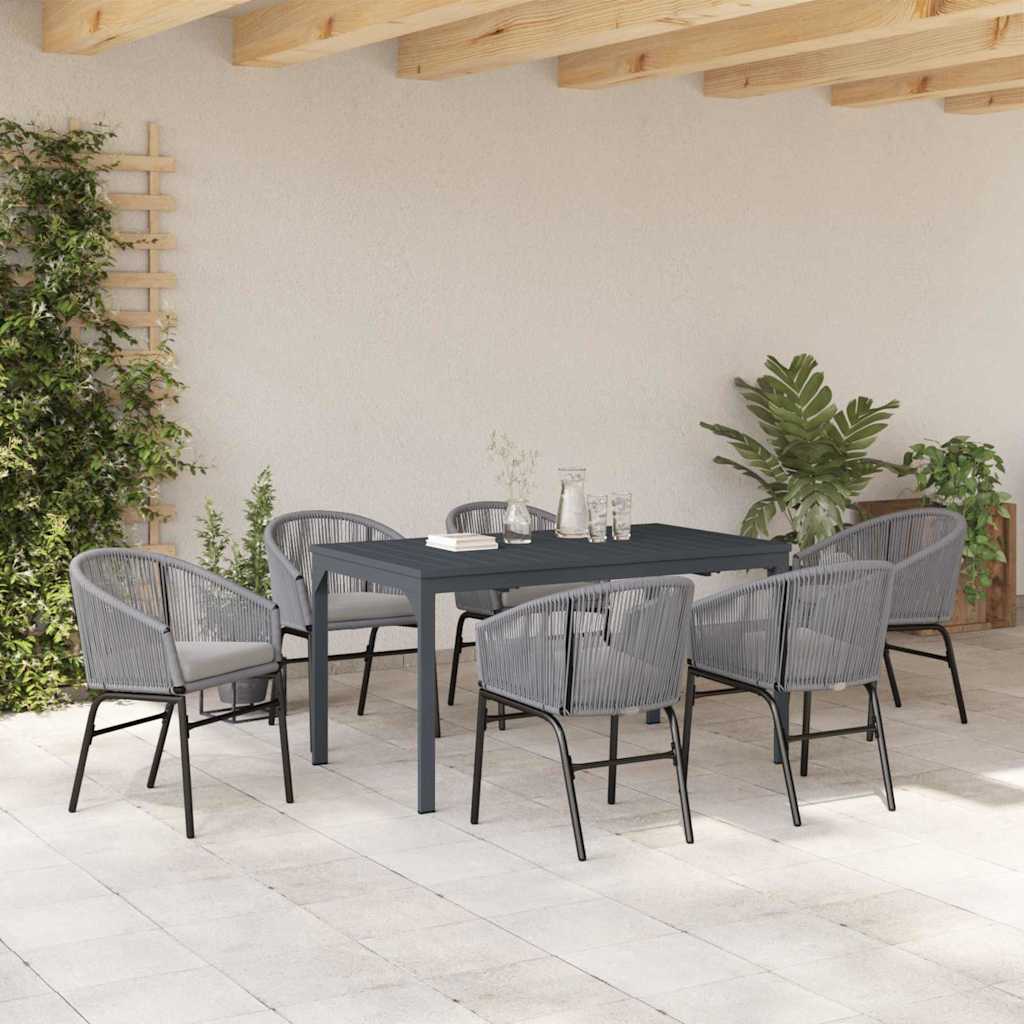 Conjunto de Comedor de Jardín 7 pcs Gris ratán sintético