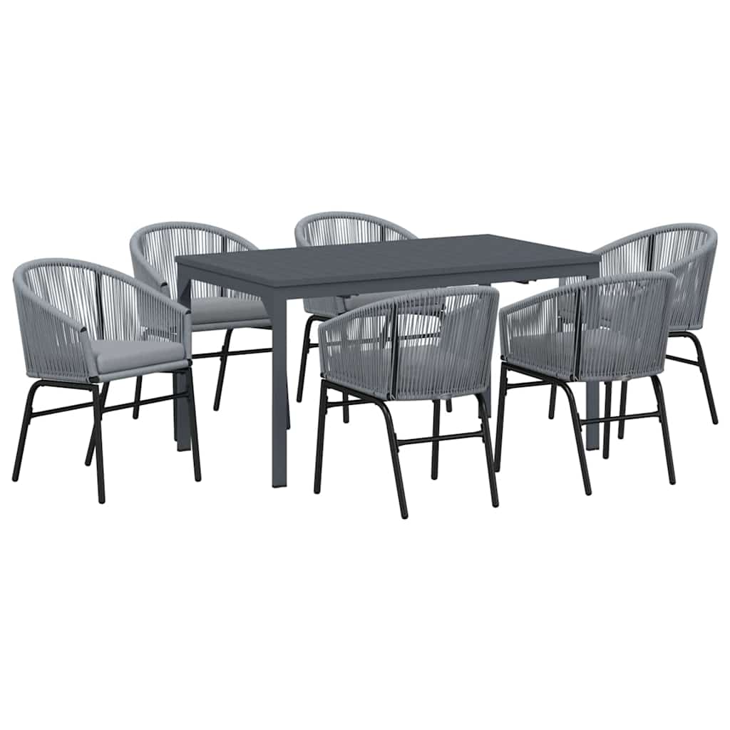Conjunto de Comedor de Jardín 7 pcs Gris ratán sintético