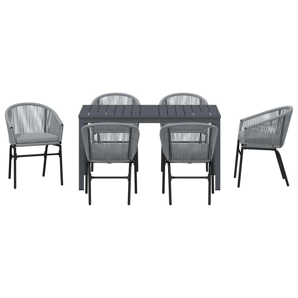 Conjunto de Comedor de Jardín 7 pcs Gris ratán sintético