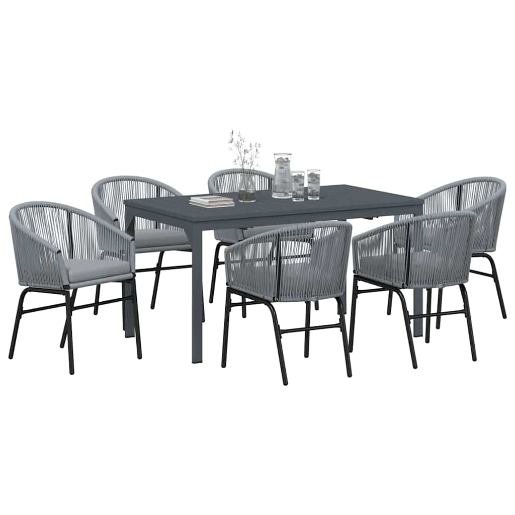 Conjunto de Comedor de Jardín 7 pcs Gris ratán sintético