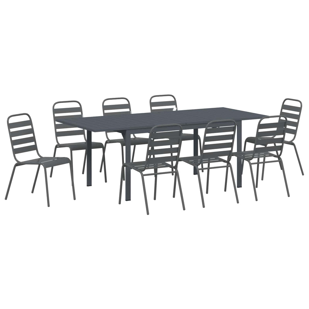 Conjunto de Comedor de Jardín 9 pcs Antracita