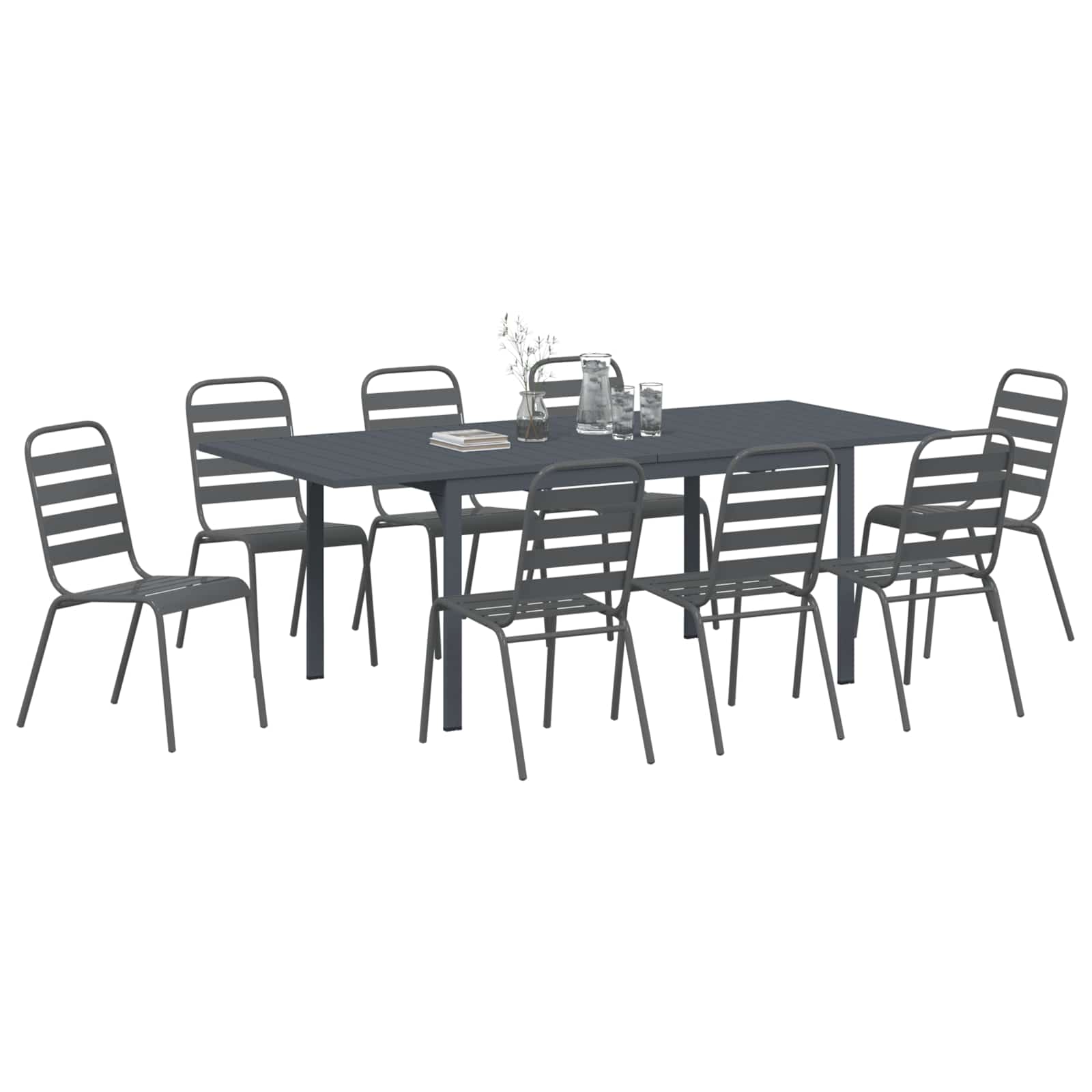 Conjunto de Comedor de Jardín 9 pcs Antracita