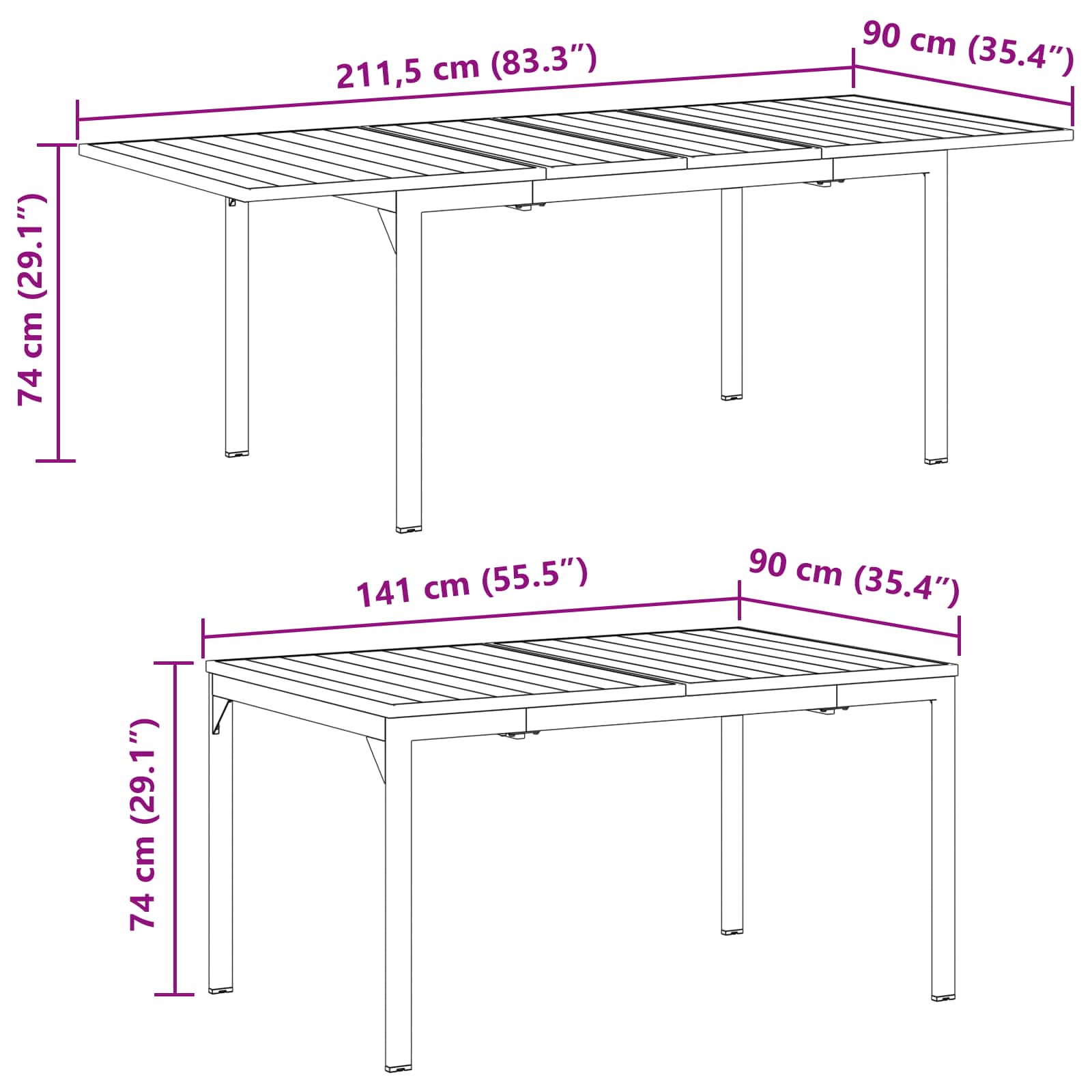 Conjunto de Comedor de Jardín 9 pcs Antracita