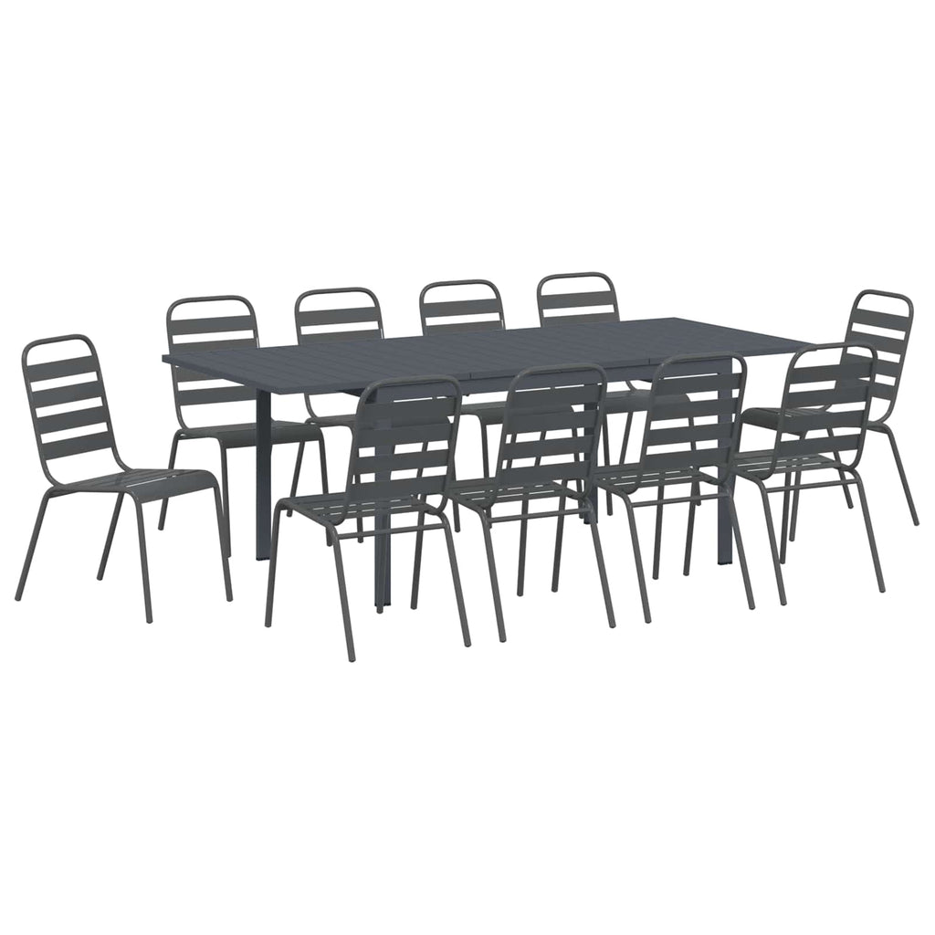 Conjunto de Comedor de Jardín 11 pcs Antracita