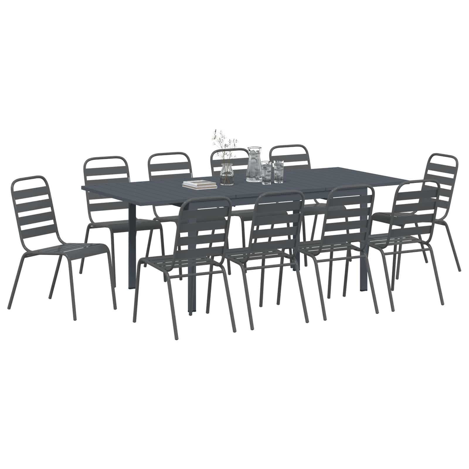 Conjunto de Comedor de Jardín 11 pcs Antracita