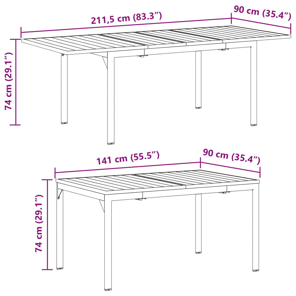 Conjunto de Comedor de Jardín 11 pcs Antracita