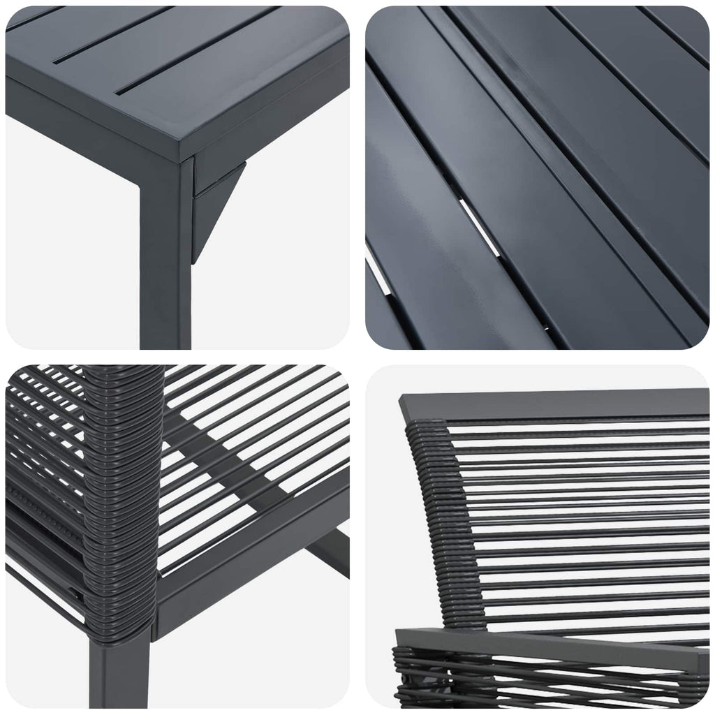 Conjunto de Comedor de Jardín 9 pcs Negro ratán sintético