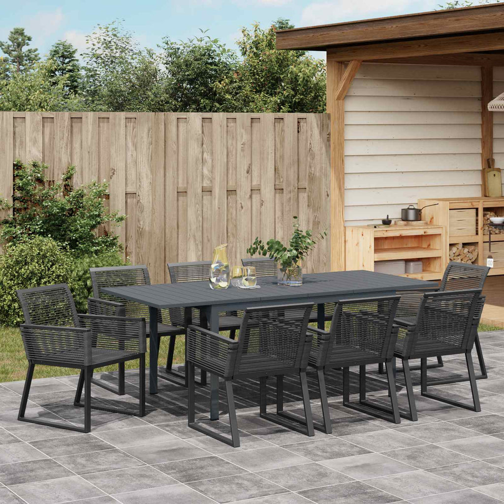 Conjunto de Comedor de Jardín 9 pcs Negro ratán sintético