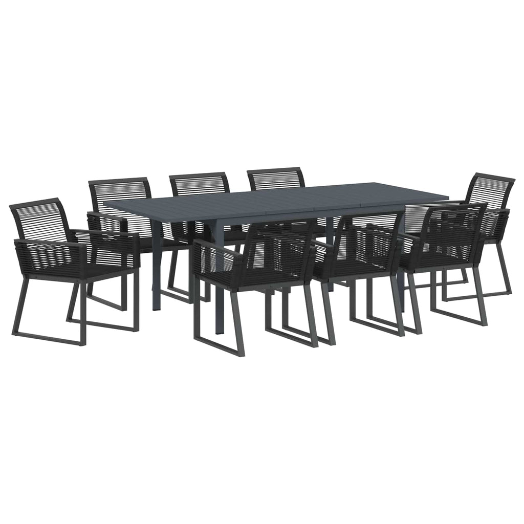 Conjunto de Comedor de Jardín 9 pcs Negro ratán sintético