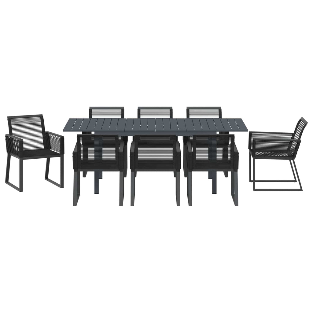 Conjunto de Comedor de Jardín 9 pcs Negro ratán sintético
