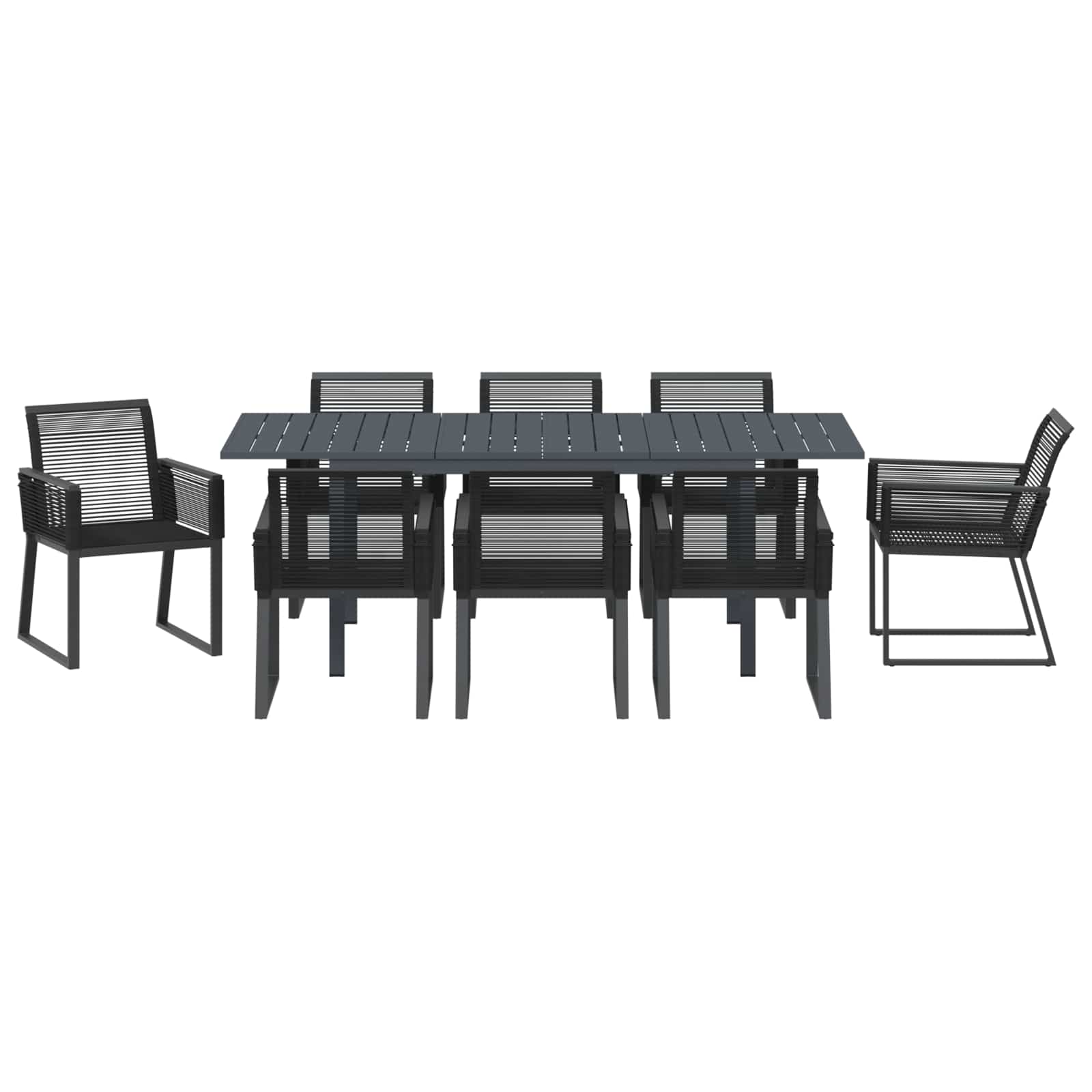 Conjunto de Comedor de Jardín 9 pcs Negro ratán sintético