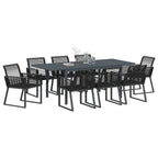 Conjunto de Comedor de Jardín 9 pcs Negro ratán sintético