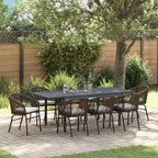 Conjunto de Comedor de Jardín 9 pcs Gris y Negro Ratán