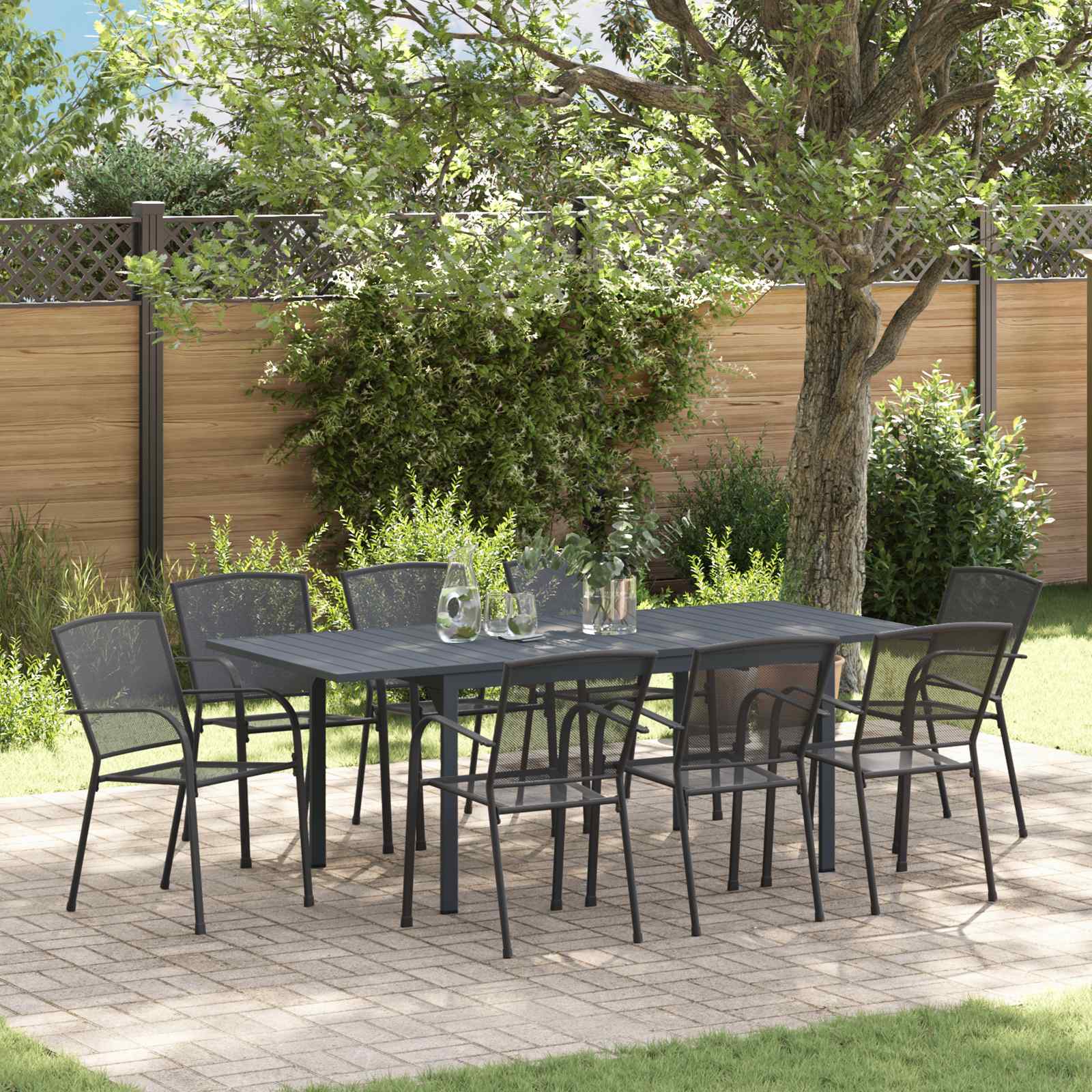 Conjunto de Comedor de Jardín 9 pcs Antracita