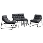 Conjunto de Comedor de Jardín 5 pcs Negro Acero