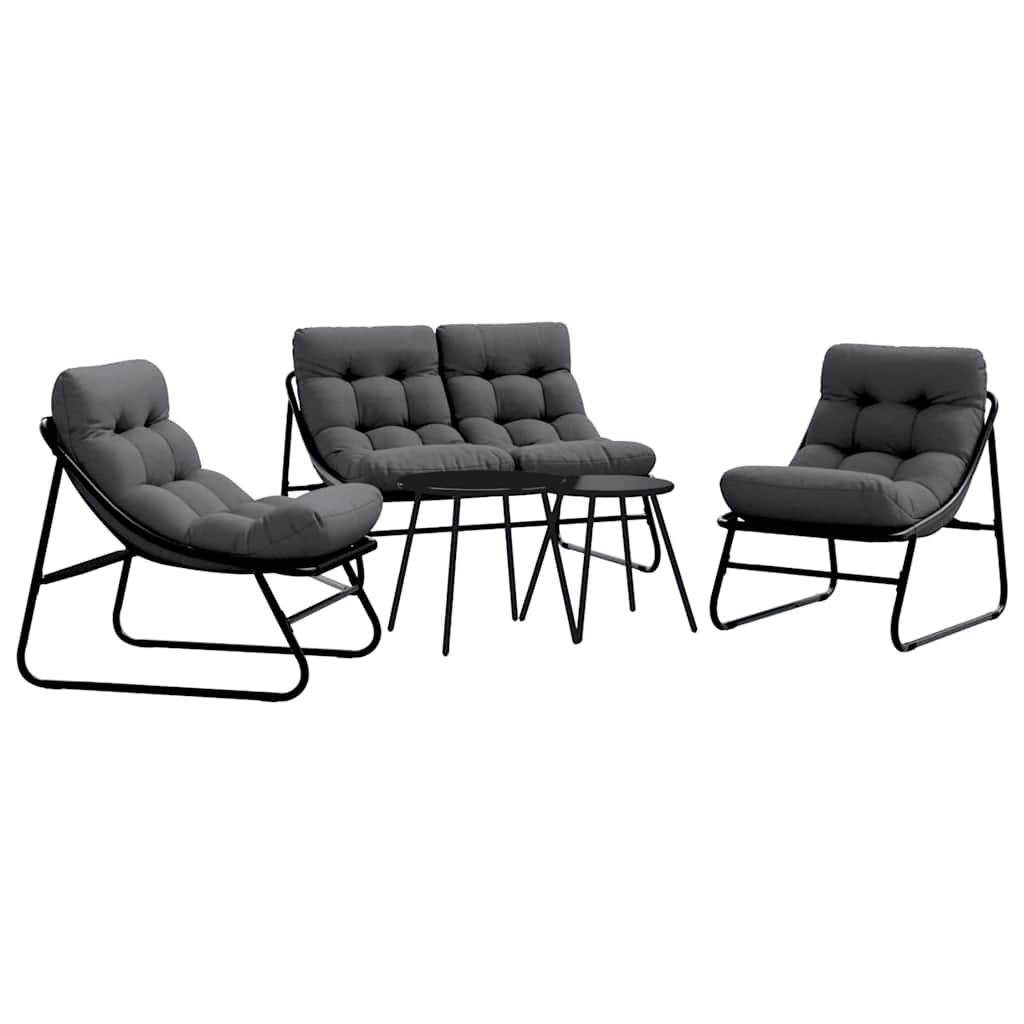 Conjunto de Comedor de Jardín 5 pcs Negro Acero