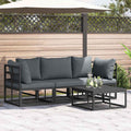 Conjunto de sofás de jardín 4 pcs Negro Metal