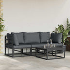 Conjunto de sofás de jardín 4 pcs Negro Metal