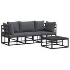Conjunto de sofás de jardín 4 pcs Negro Metal