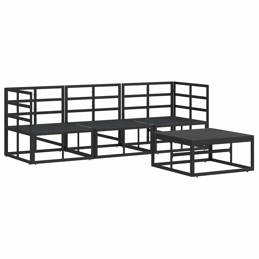 Conjunto de sofás de jardín 4 pcs Negro Metal