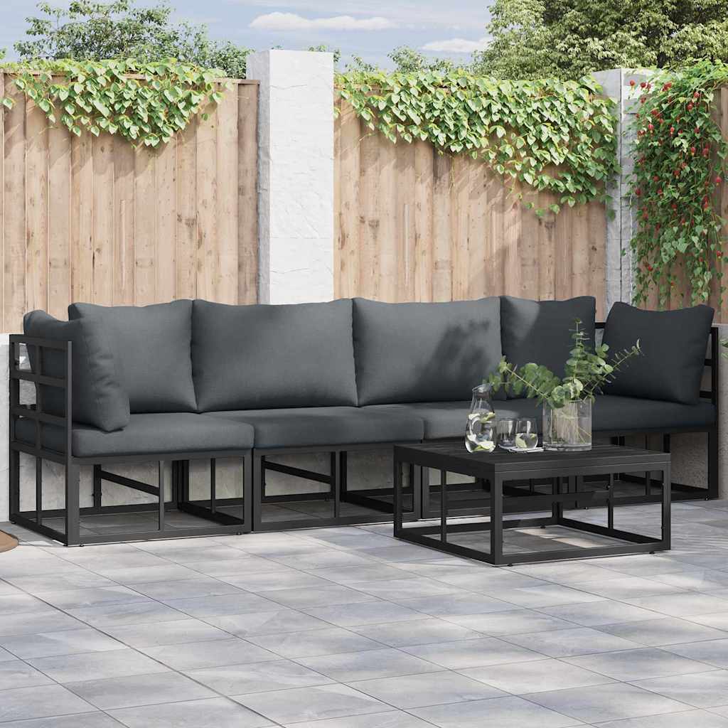 Conjunto de sofás de jardín 4 pcs Negro Metal