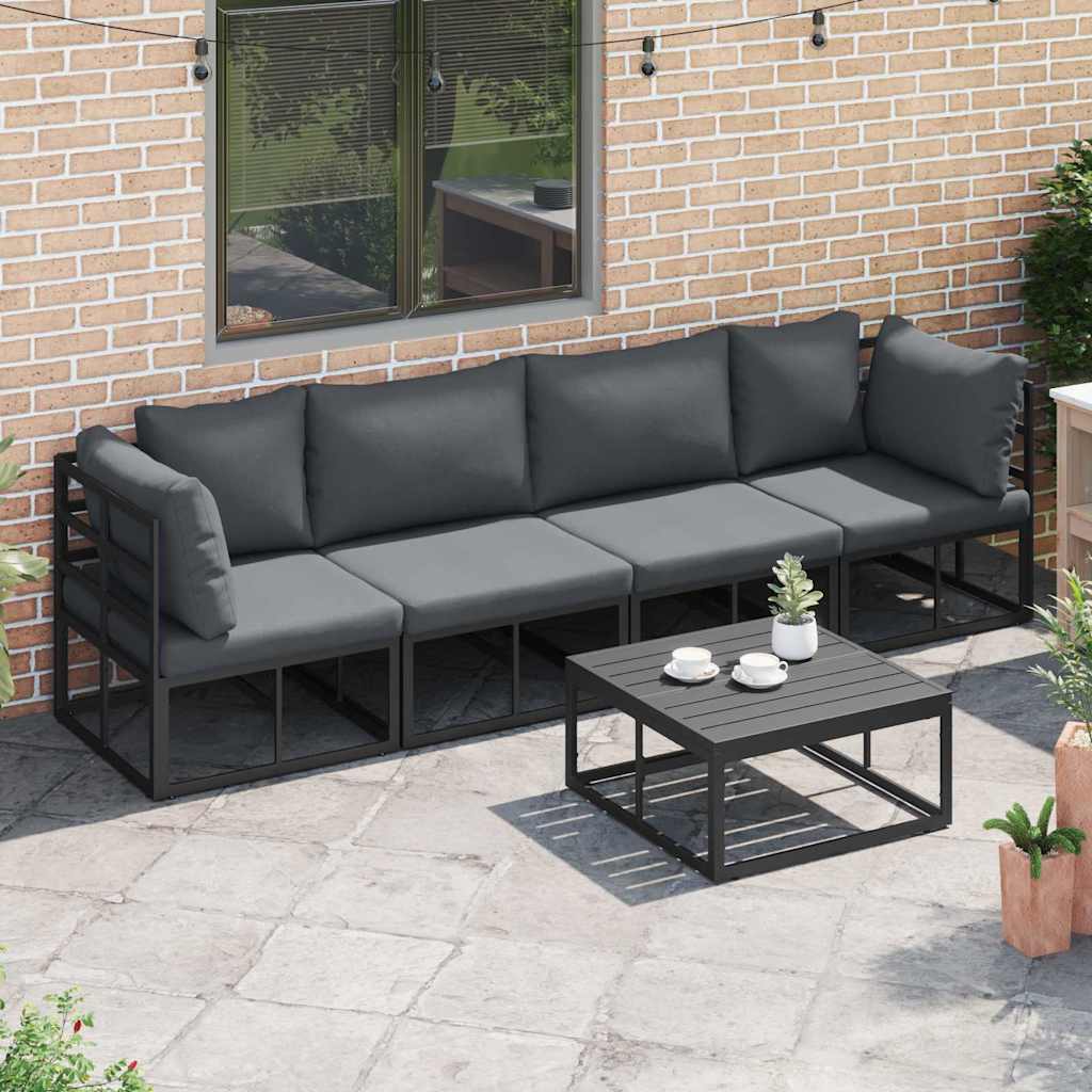 Conjunto de sofás de jardín 4 pcs Negro Metal