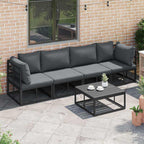 Conjunto de sofás de jardín 4 pcs Negro Metal