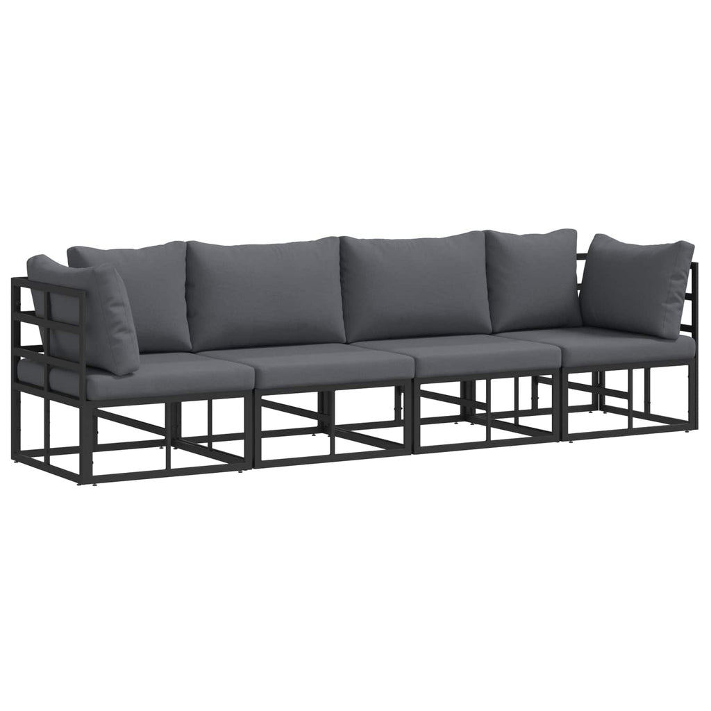 Conjunto de sofás de jardín 4 pcs Negro Metal