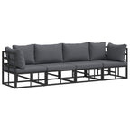 Conjunto de sofás de jardín 4 pcs Negro Metal