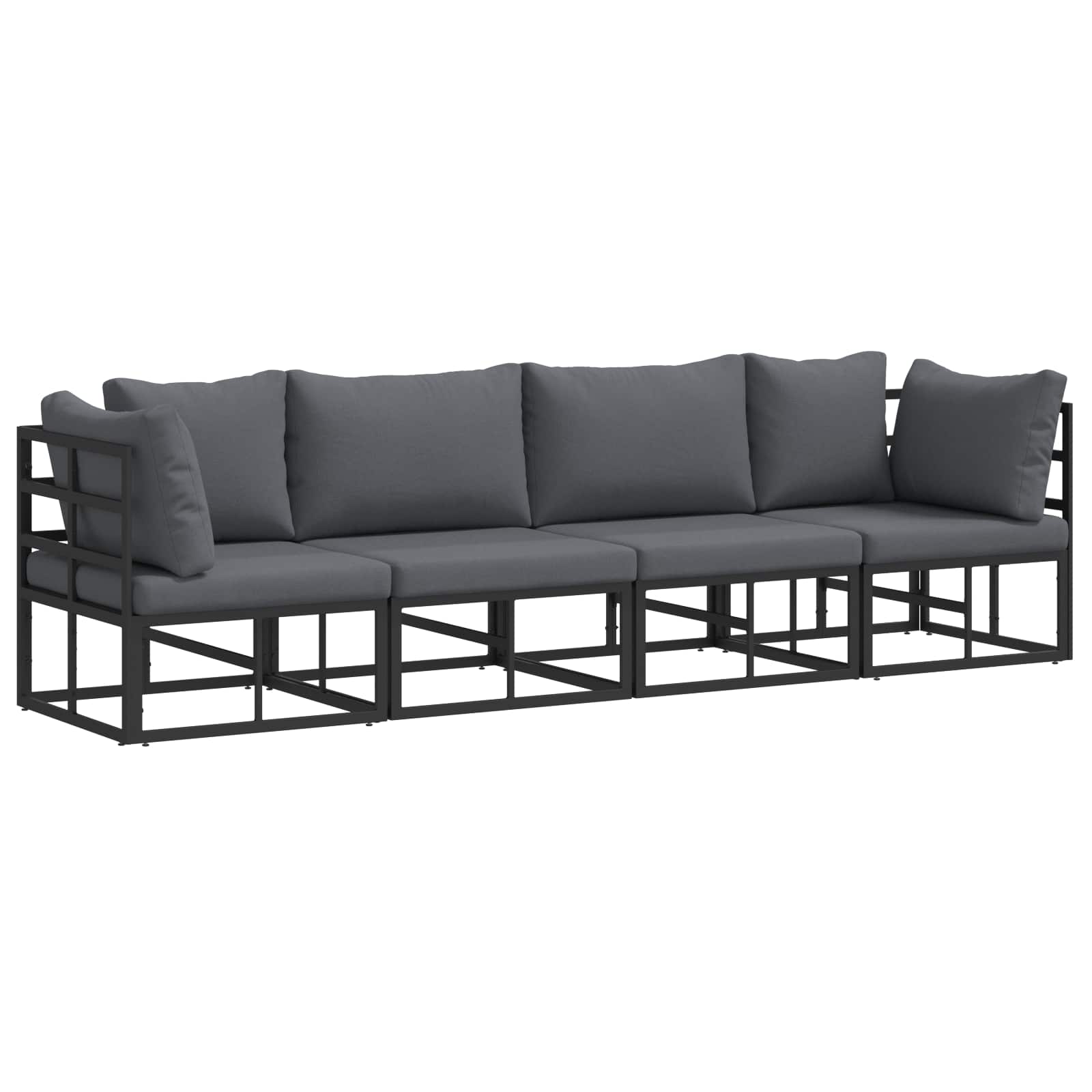 Conjunto de sofás de jardín 4 pcs Negro Metal
