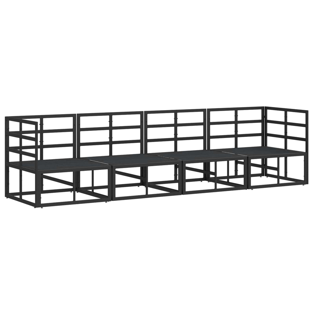 Conjunto de sofás de jardín 4 pcs Negro Metal