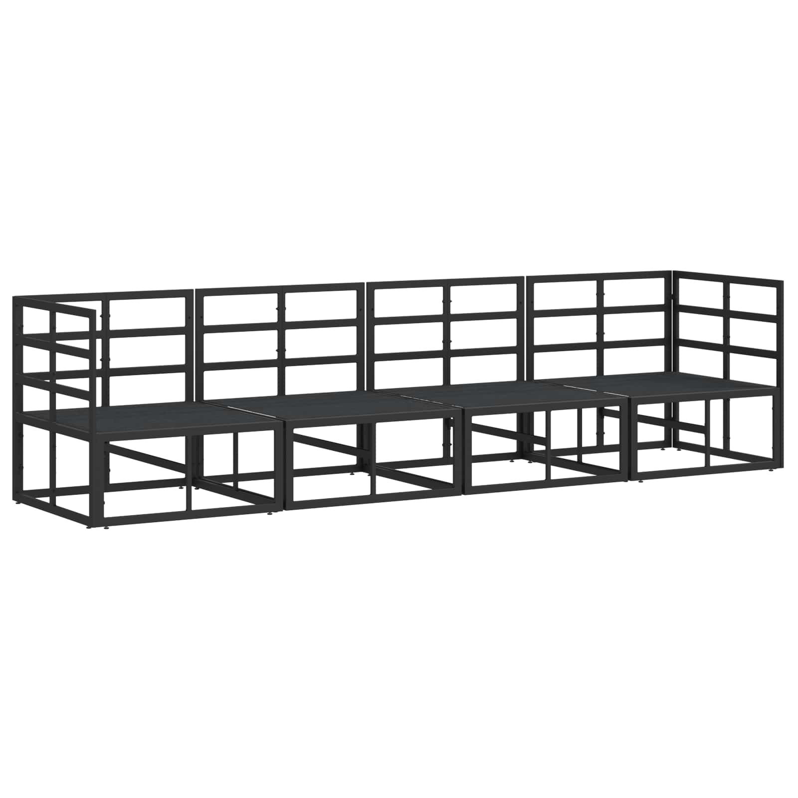 Conjunto de sofás de jardín 4 pcs Negro Metal