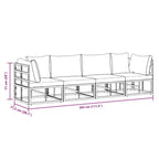 Conjunto de sofás de jardín 4 pcs Negro Metal