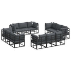 Conjunto de sofás de jardín 12 pcs Negro Metal