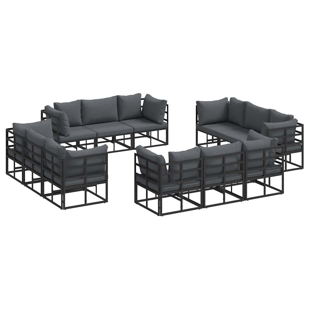 Conjunto de sofás de jardín 12 pcs Negro Metal