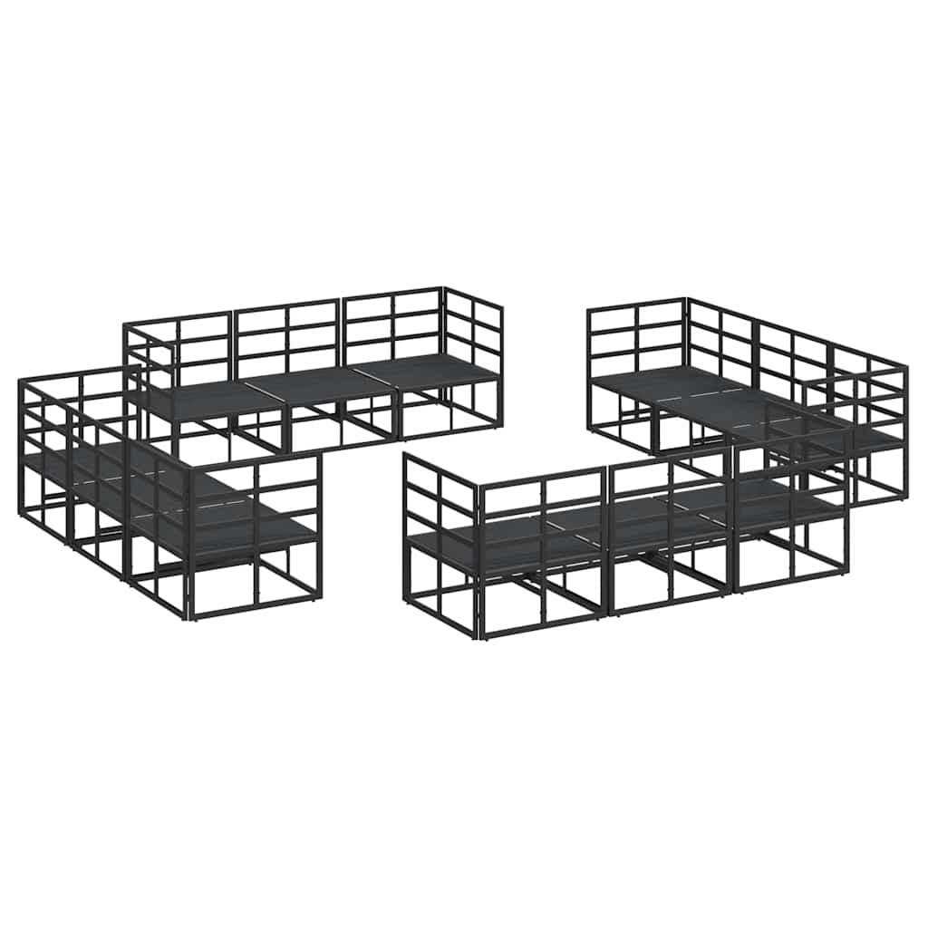Conjunto de sofás de jardín 12 pcs Negro Metal