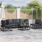 Conjunto de sofás de jardín con cojín 5 pcs Negro Aluminio
