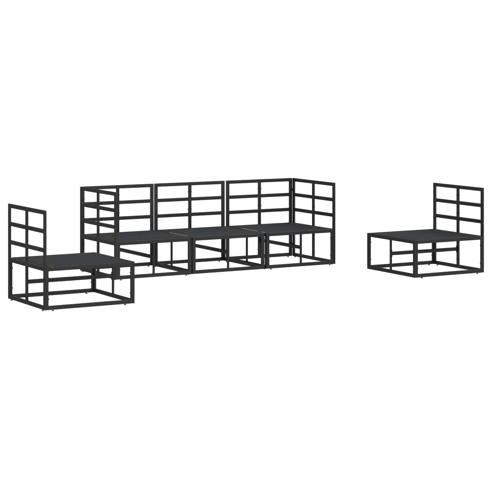 Conjunto de sofás de jardín con cojín 5 pcs Negro Aluminio