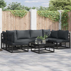 Conjunto de sofás de jardín con cojín 6 pcs Negro Aluminio