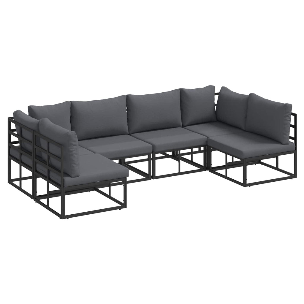 Conjunto de sofás de jardín con cojín 6 pcs Negro Aluminio