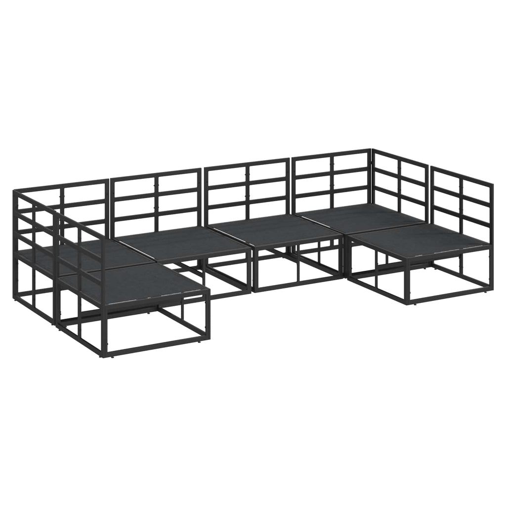 Conjunto de sofás de jardín con cojín 6 pcs Negro Aluminio